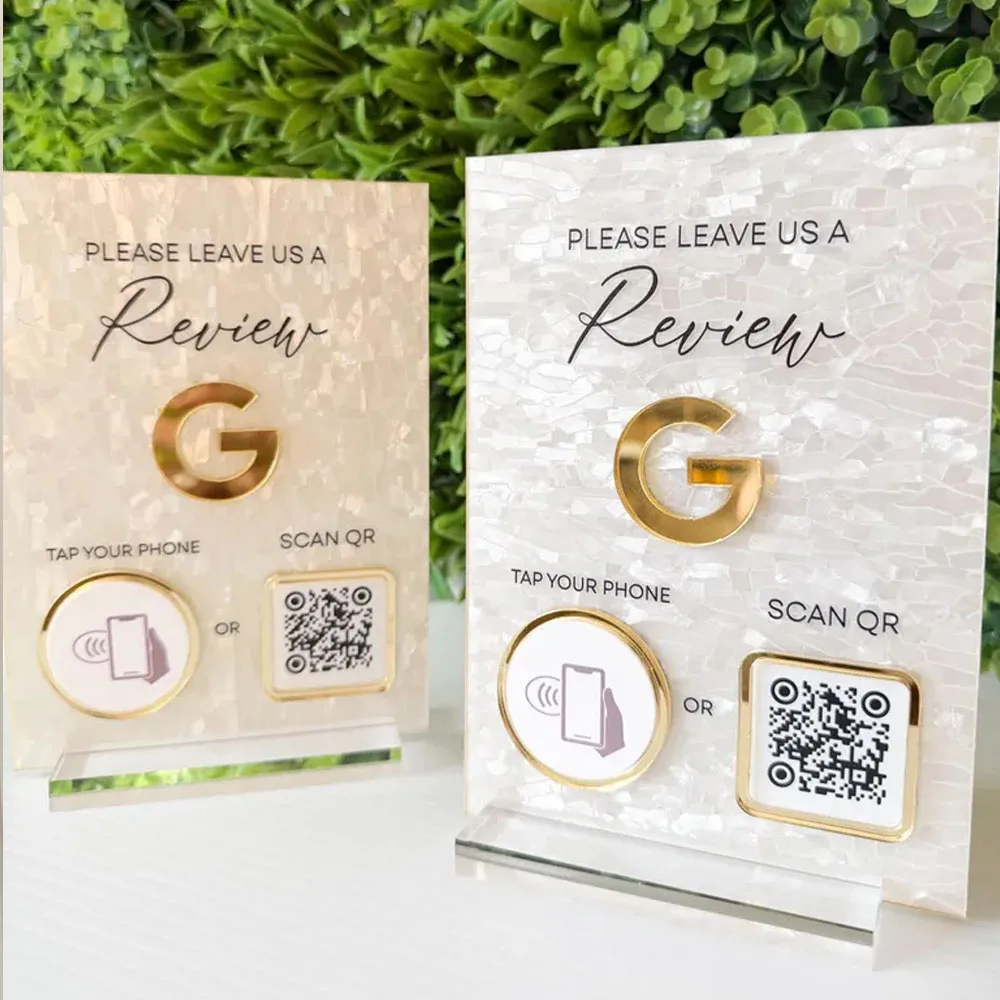 Google Review or Instagram NFC Plate for Business SALON - Tap or Scan QR Sign for Google Reviews One Tap Google Review Plaque