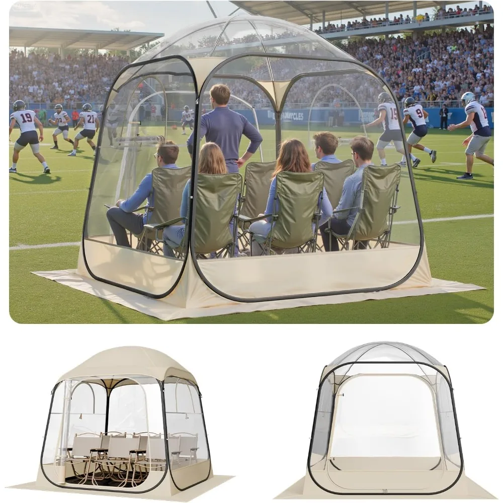 

Pop up Sports Tent, 8 Sizes Optional Clear Bubble Tent for 4-6 Person, Waterproof Outdoor Pod with Floor Mat & Top Cover