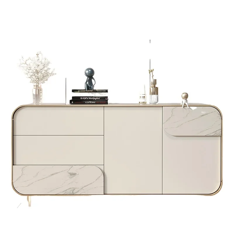 

Italian light luxury porch cabinet marble dining side cabinet modern simple living room partition against the wall stainless