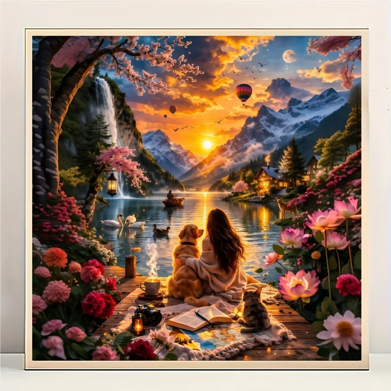 

500/1024PCS Jigsaw Puzzles Comfortable Lakeside Companion Puzzle Modern Home Decor DIY Decompression Toys Suitable for Beginners