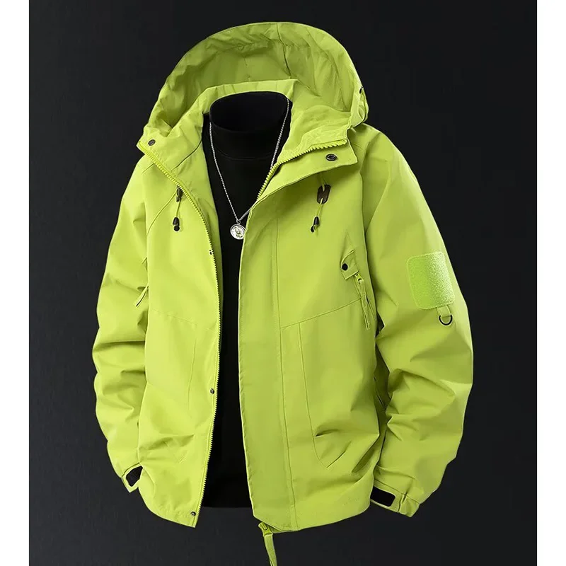 Autumn Hot Sale Men American Style Hooded Jacket Male Fashion Simple Windproof Outerwear Classic Loose Fit Outdoor Windbreaker