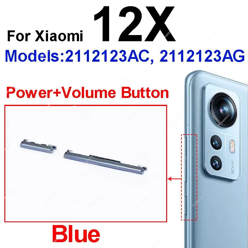 For Xiaomi Mi 12 Mi 12Pro Mi 12X Power Volume Buttons On OFF Power Volume Up Down Side Keys Replacement Repair Parts