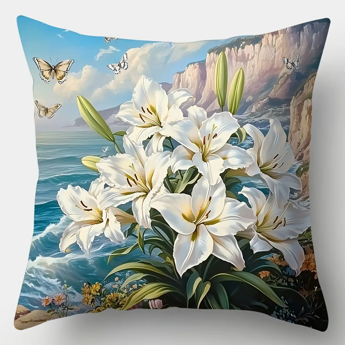 Ocean & Floral Fantasy PillowcasesLiving room sofa cushion cover, soft and comfortable, bedroom room decoration