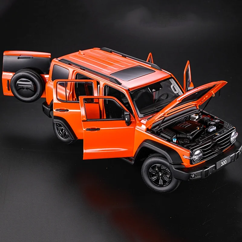TaoYi Xcar Speelgoed Legering Automodel Speelgoed 1:18 Tank 300 Volledig openende deur Off-road versie Oranje Niet-radiogestuurd modelspeelgoed