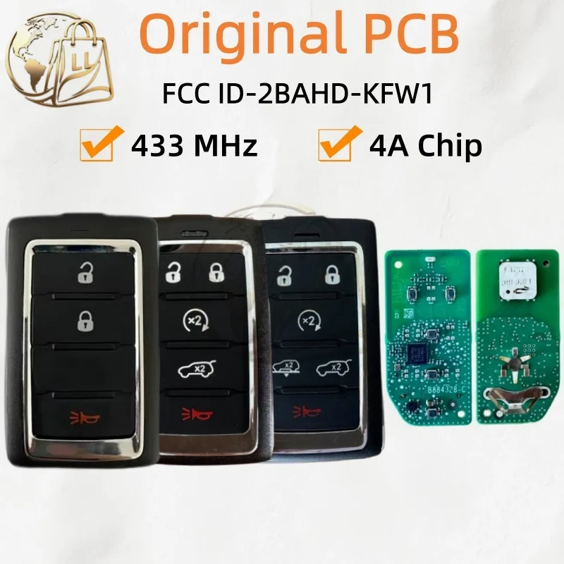 For Jeep Grand Wagoneer Mart Remote Key 4A Chip 2024 2025 Original  PCB 433 MHz 3/5/6 Buttons FCC ID 2BAHD-KFW1 68577132AC