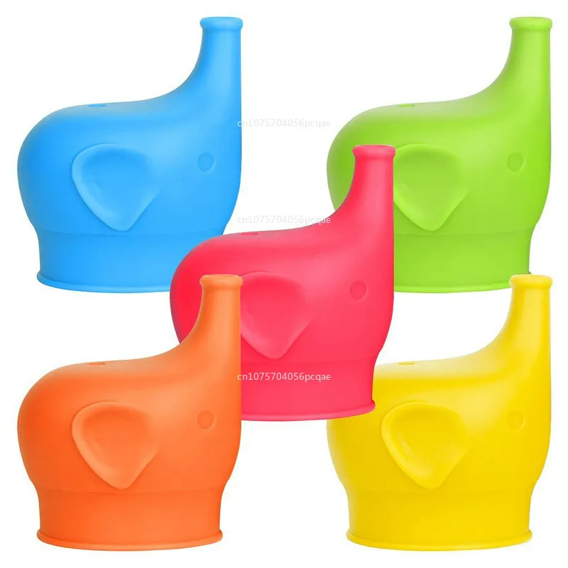 Elephant-Shaped Silicone Cup Lid Children Training Suction Cup Drink Bottle Spill-proof Cap Nozzle Soft Water Bottle Mouth cover