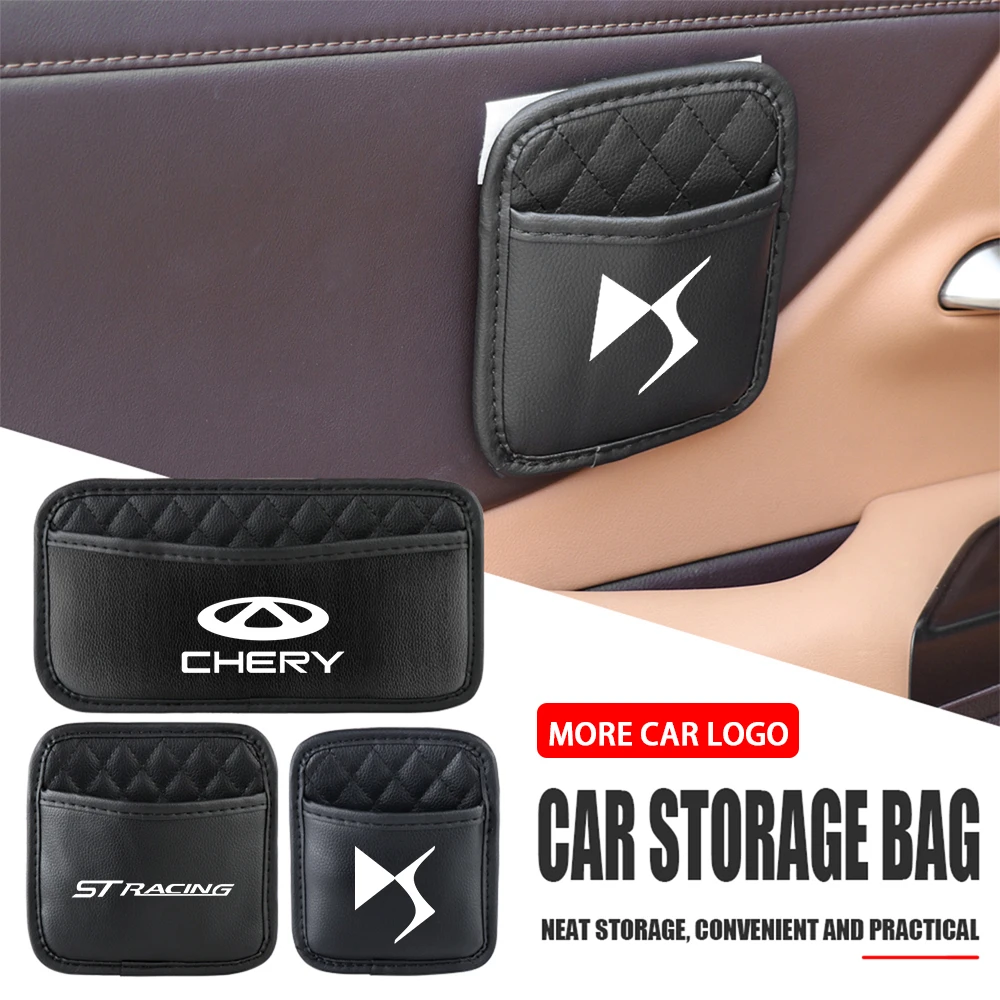 

Car Adhesive Storage Bag Door Seat Back Center Console PU Leather Organizer Bag For Renault Jeep Lexus Audi BMW Honda Cadillac