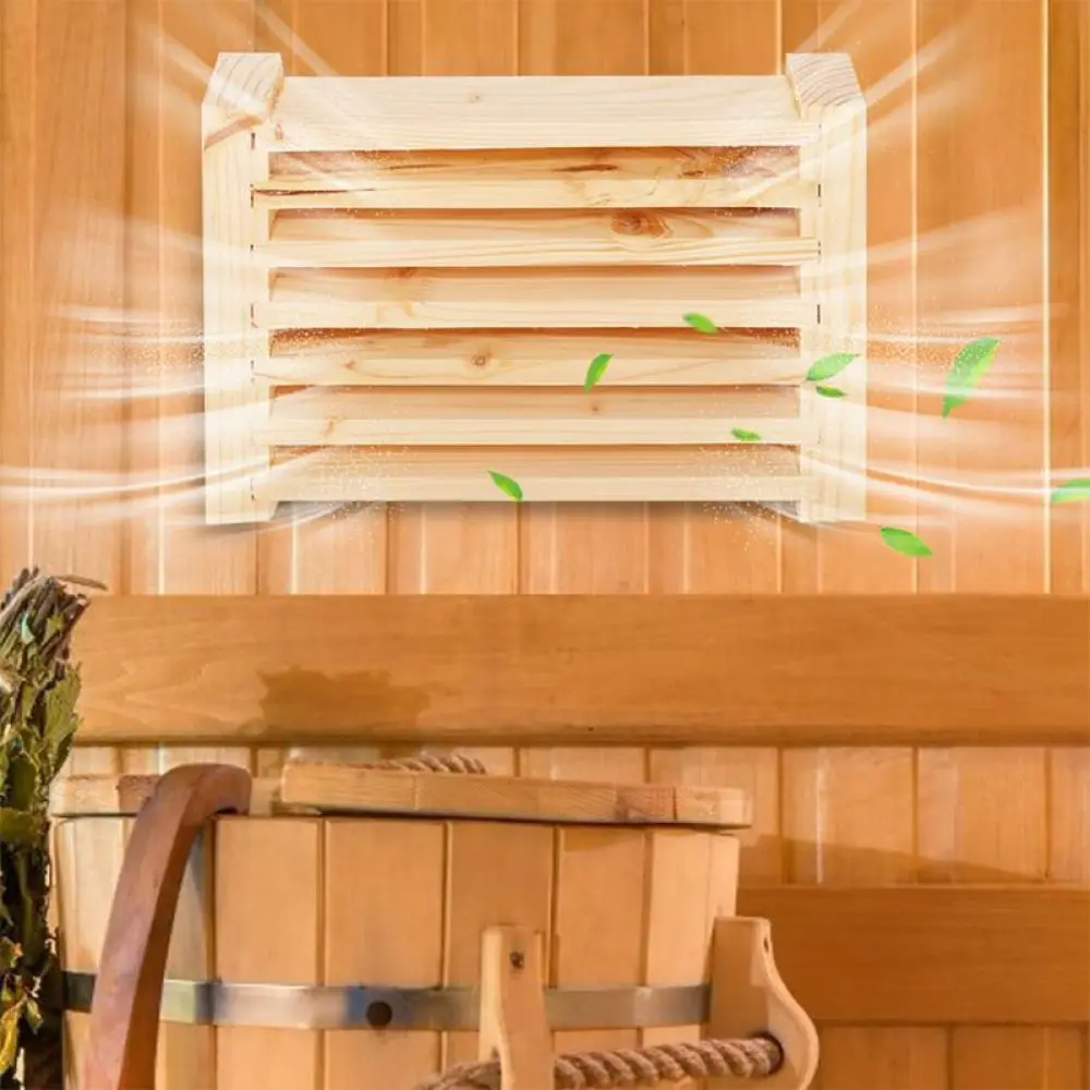 Natural Wood Sauna Ventilation Shutter Adjustable Air Flow Vent For Home Steam Room Accessory Wall Mounted Exhaust Panel