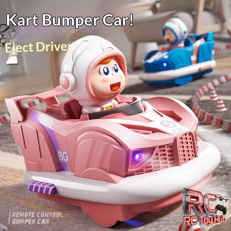 2.4G RC Bumper Kart Double Battle Interactive Toy with LED Lights Music Drift Collision Ejection Rechargeable Electric Vehicle