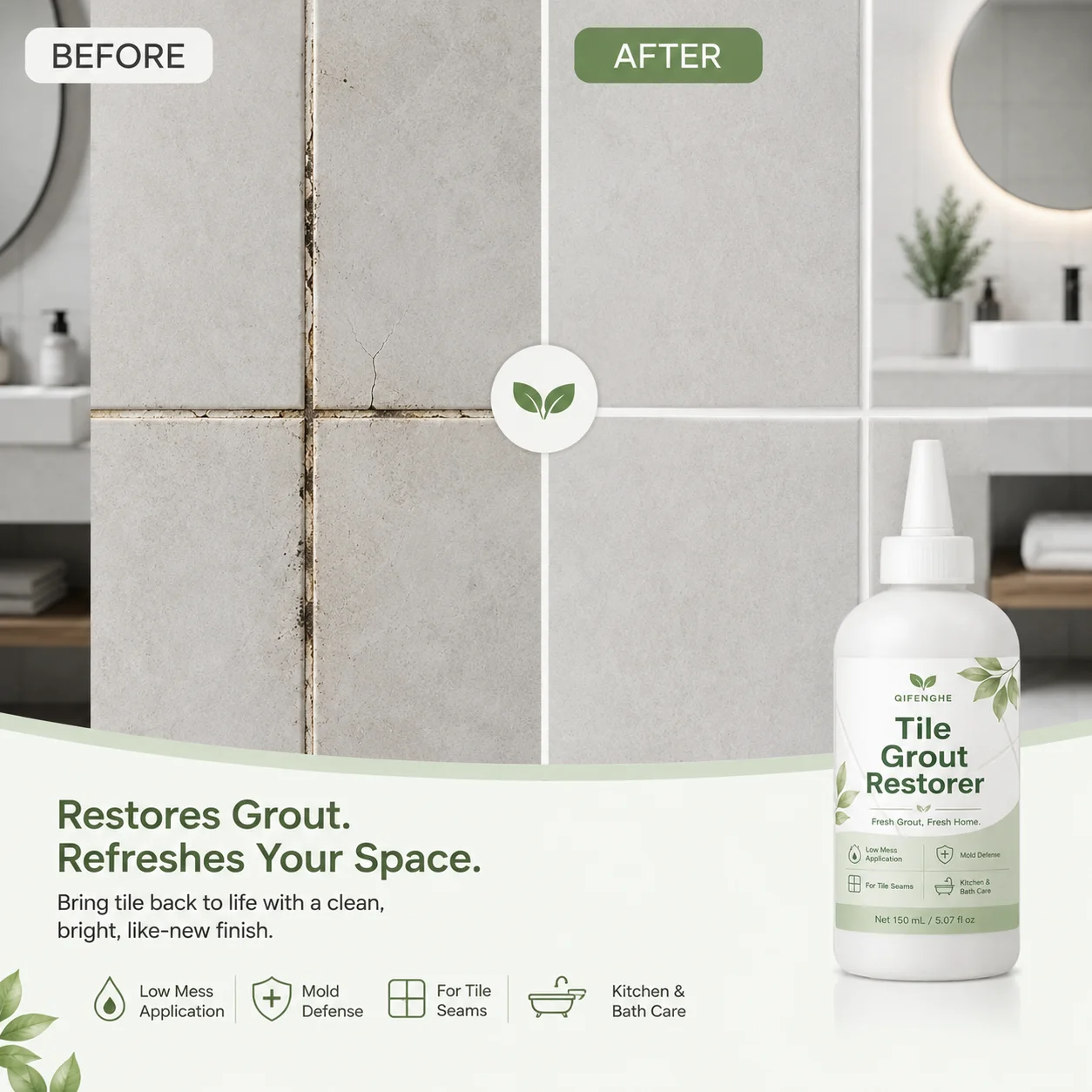 Tile Grout Renovation Pen 150ml Waterproof Anti Mold Repair Filler for Ceramic Mosaic Kitchen Bathroom Floor Wall Gap Sealing