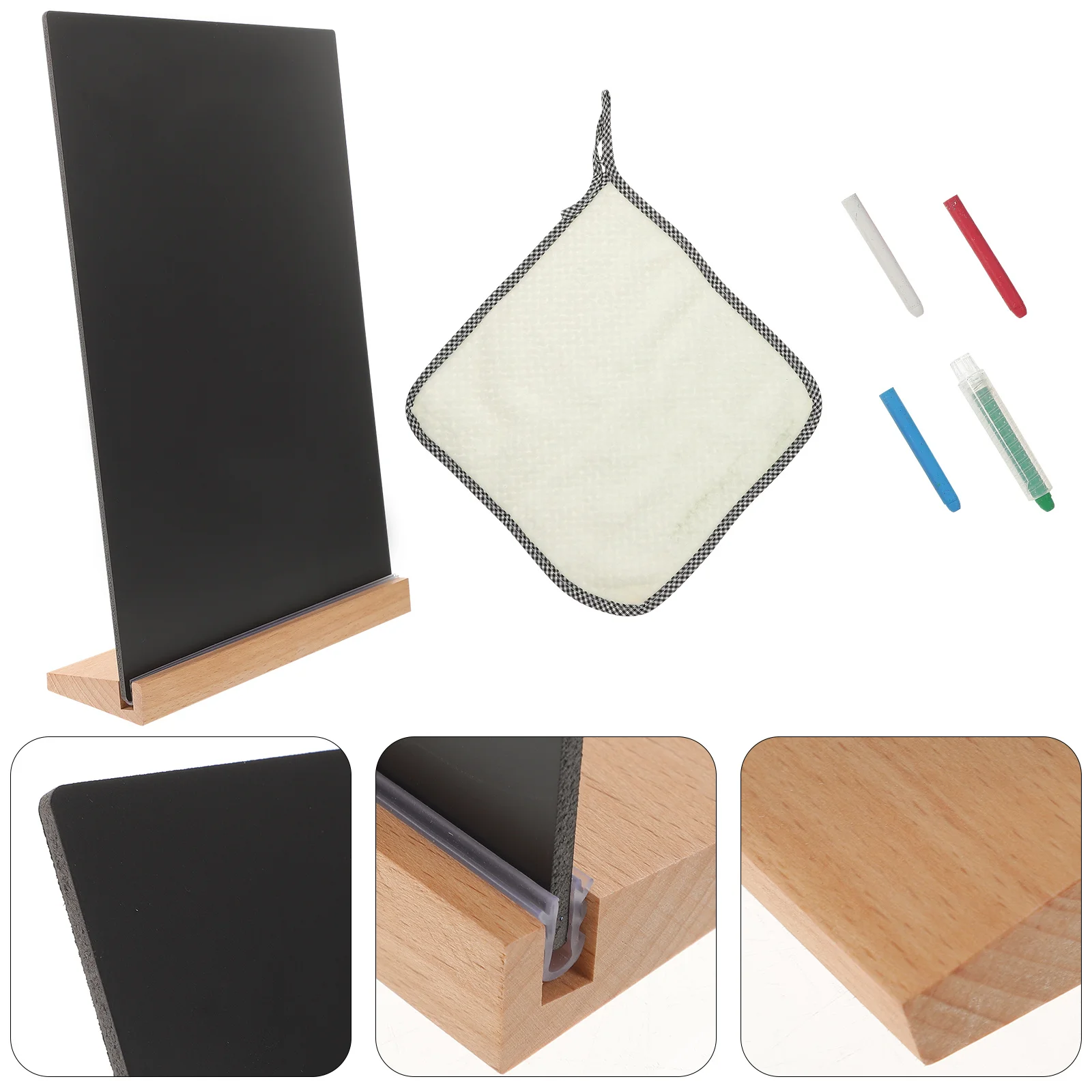 

1Set Wooden Chalkboard Sign Desktop Erasable Message Board for Shop Home Restaurant Table Memo Board Decorative Blackboard