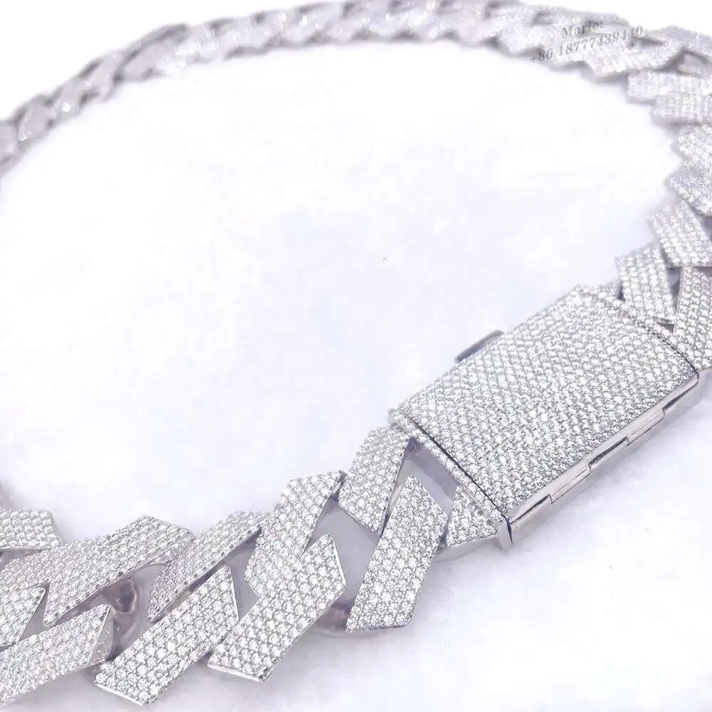 Luxury 28mm S925 with Five Row Vvs Moissanite Big Cuban Chain Necklace Cuban Link Chain Jewelry Necklace Cuban Link Chain Neckla