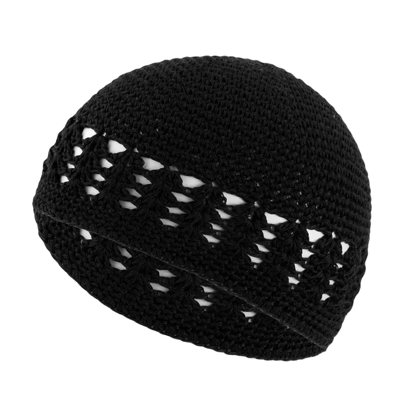 New Kufi Cap Solid Cotton Women Men Prayer Hats Islamic Islamic Beanie Kufi Hats Crochet Handmade Winter Keep Warm Accessories