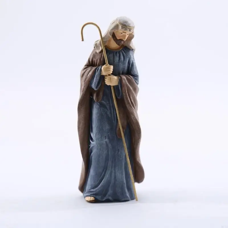 

M17D Resins Nativity Scene 3 Piece Figures Set Religious Holy Family Sculptures Ornaments Christmas Tabletop Decorative Art