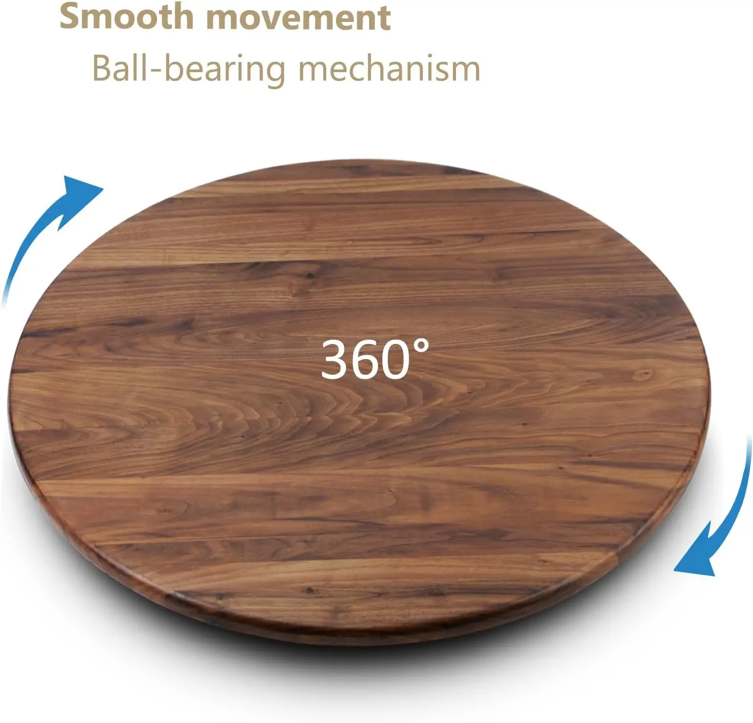 30 Inches Black Walnut Wood Lazy Susan Organizer, Solid Wooden Round Turntable, Rotating Tray for Table Top/Counter Top