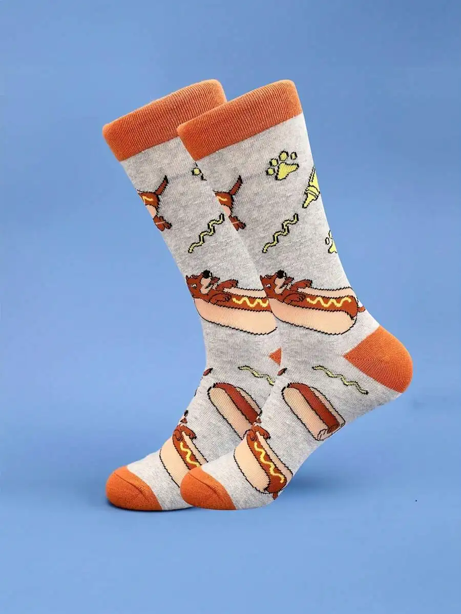 

Hot Dog Print Mid-Calf Socks For Adults, Comfortable Breathable Unisex Crew Socks