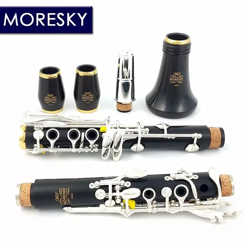 MORESKY Clarinet Bb Wood Ebony Gold-plated 17 Keys Grenadilla Sib Klarnet M63