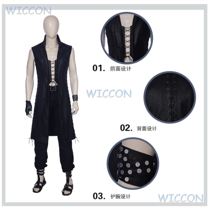 قد يبكي تأثيري حلي لعبة DMC 5 فولت Vitale الشيطان تأثيري حلي شعر مستعار الزي الرسمي مخصص حفلة الهالوين ملابس رجالي