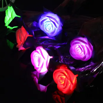 스트링 조명 LED 빛나는 장미 시뮬레이션 꽃, 크리스마스 기념일 생일 발렌타인 데이 선물, 인공 꽃