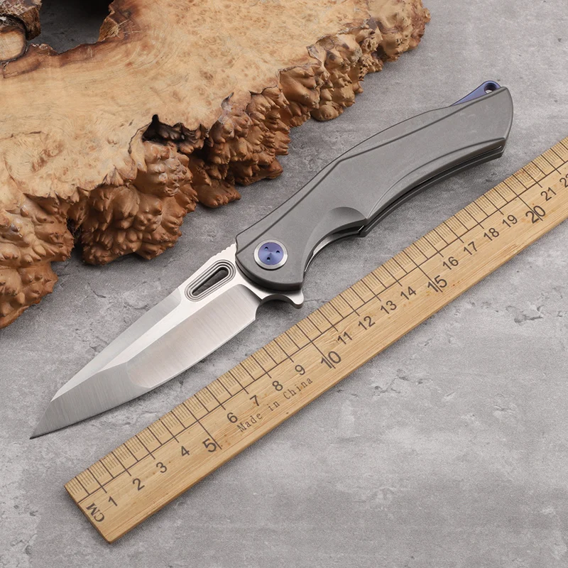 

M390 steel sheet titanium alloy handle folding knife for outdoor self-defense play camping survival portable tool knife