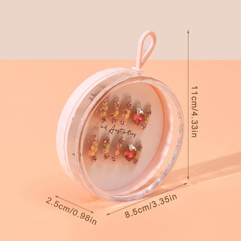 1/6 PCS Empty Press-On Nail Storage Plastic Round Shape Boxes With Lanyard Clear Nail Packaging Case Storage Tool Accessories