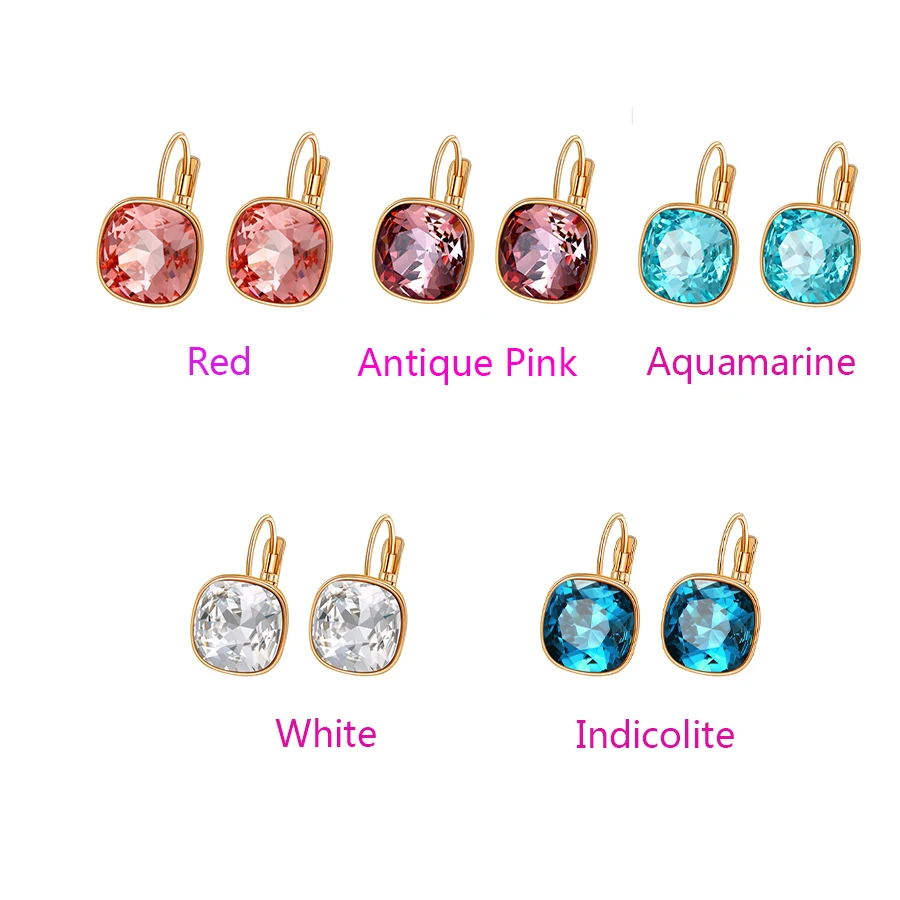 Xuping Jewelry Charm Shinning Square Gold Plated Fashion Earrings  with Crystal Stone Women Jewellery Gifts A00610701