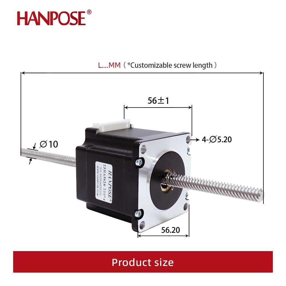 57 through-type linear screw stepper motor 100MM 200MM 57HA56-T10 screw 56MM cylinder movement screw rod telescopic walking