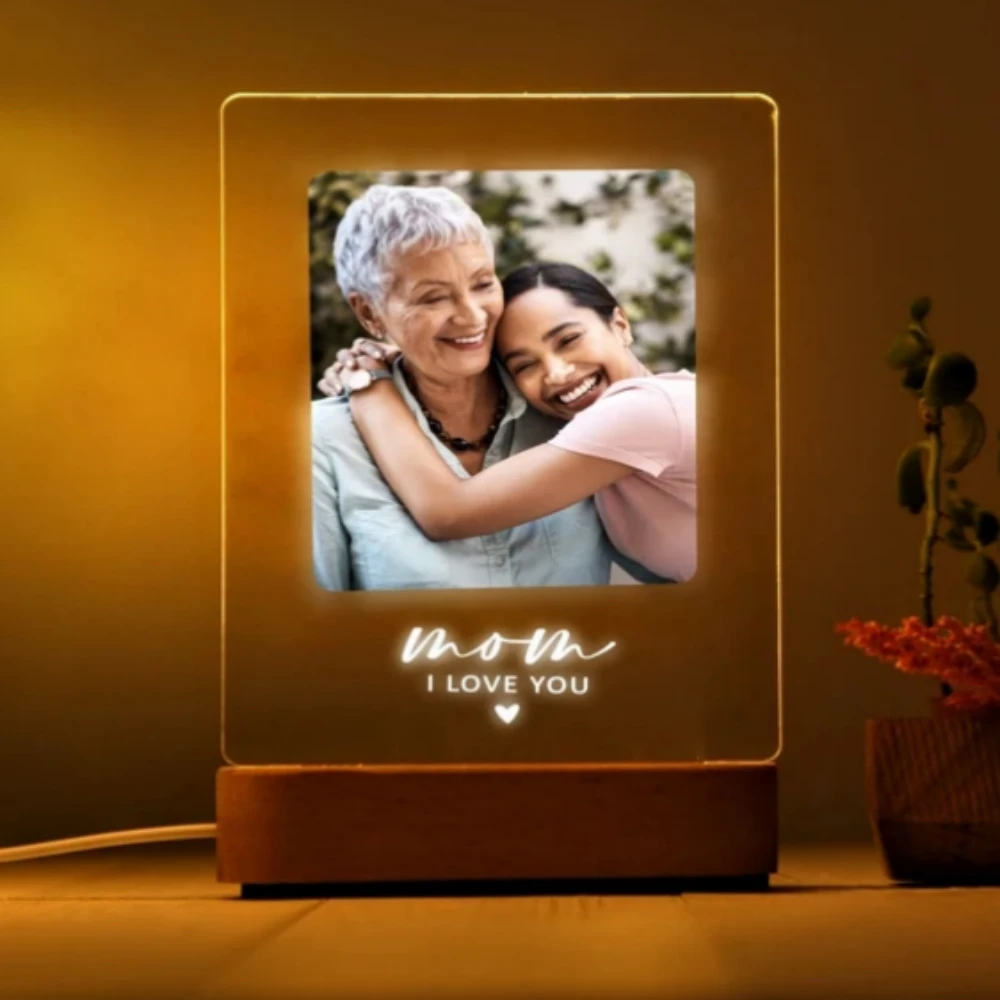 Veilleuse photo personnalisée pour la fête des mères, lampe de table 3D, lumière LED, décor de la colonne vertébrale, photo personnalisée, idées cadeaux maman, meilleur