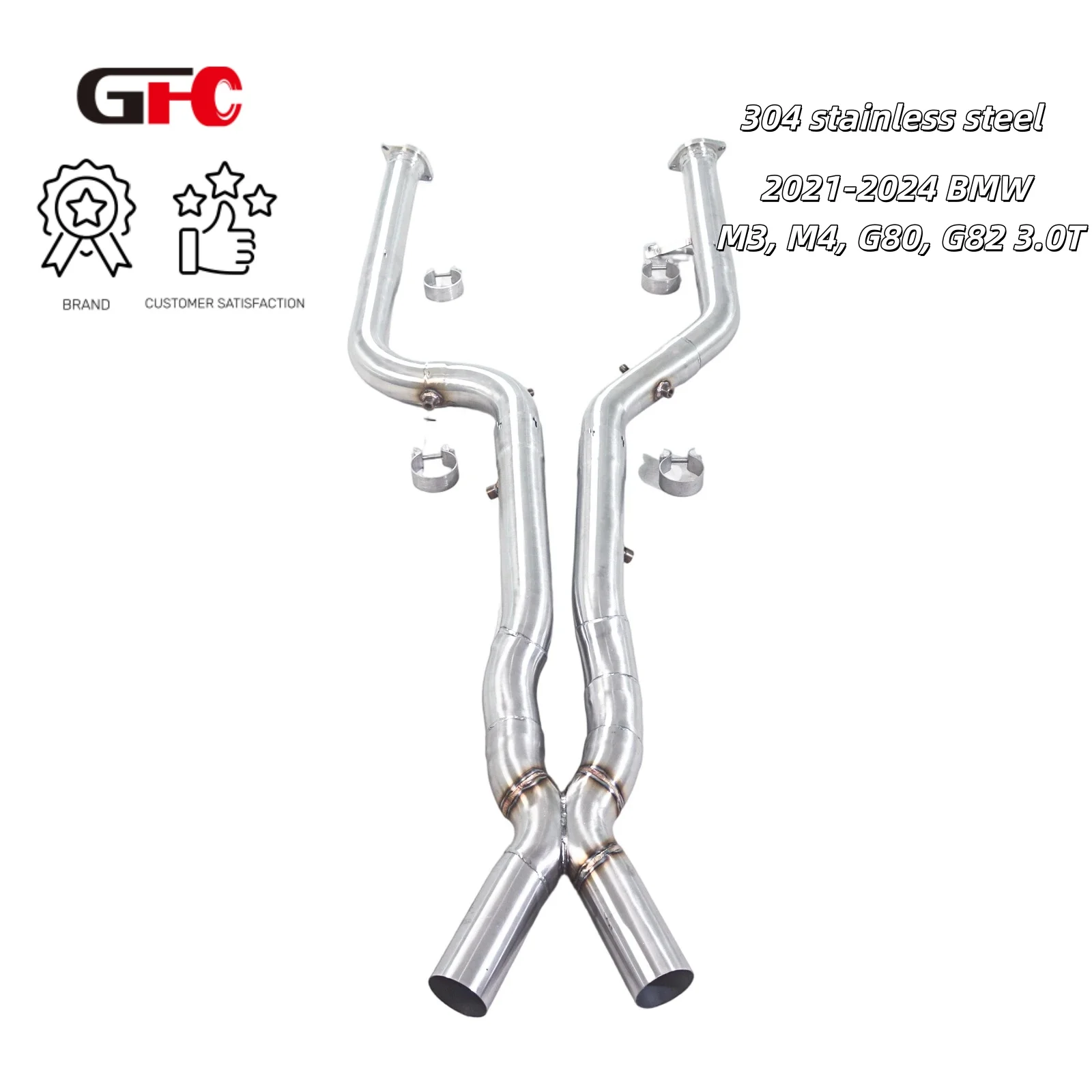 

GFC High Performance Catless Mid Pipe Exhaust System | Fit 2021-2024 BMW M3 G80 M4 G82 3.0T Models - Max Flow Racing Exhaust