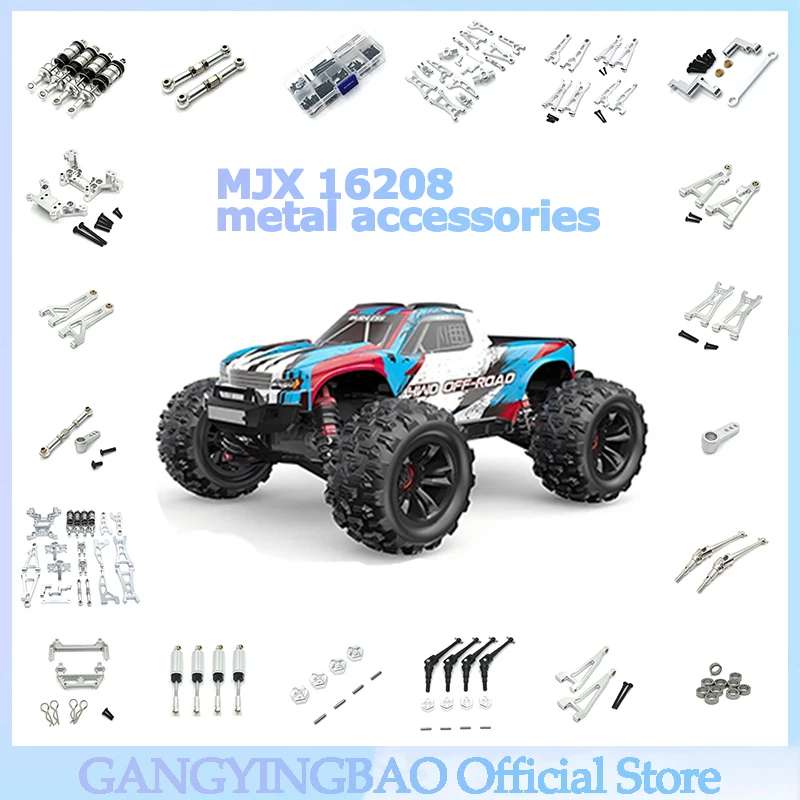 

MJX 16207 16208 16209 16210 Metal Front and Rear Suspension Arm Steering Cup Link Rod Set 1/16 RC Car Upgrade Parts Kit