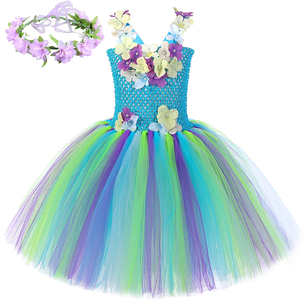 Flower Jungle Fairy Costumes for Girls Birthday Party Tutus Kids Halloween Fancy Dress with Butterfly Wings Princess Girl Outfit