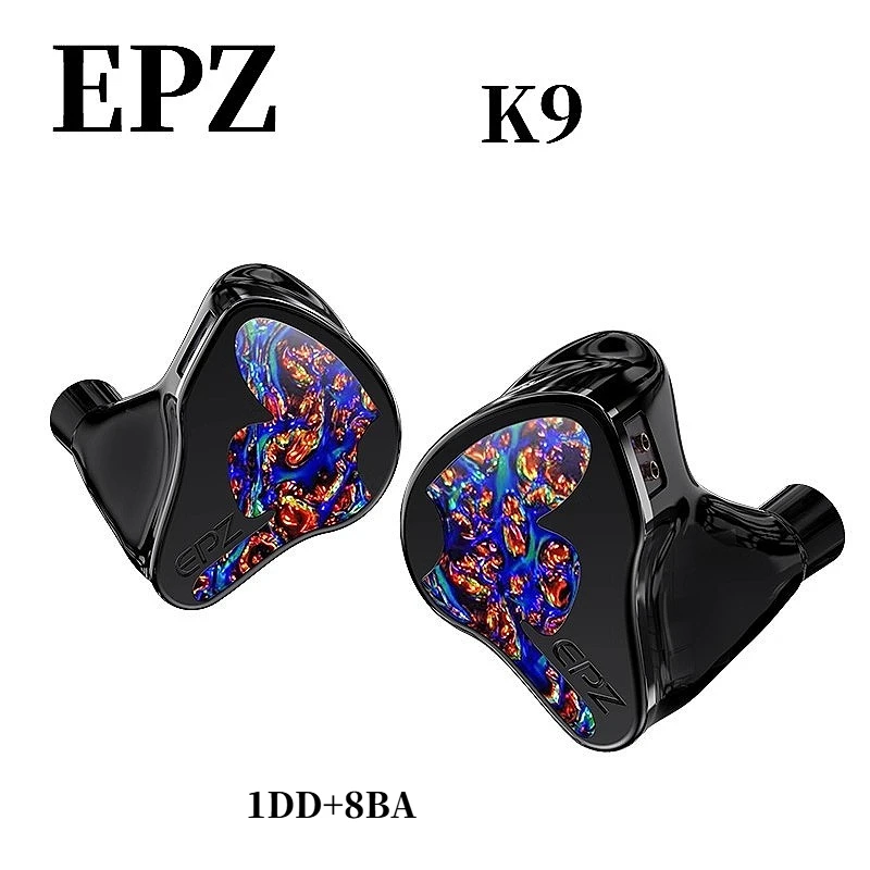 

EPZ K9 1DD+8BA IEMS HiFi In-ear Wired Monitor Headphones with 6N single Crystal Copper Cable 3.5+4.4mm Replaceable Plug