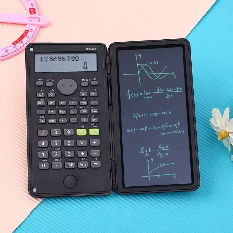 Scientific Calculator With Foldable LCD Writing Tablet And Multiple Calculation Functions For Student School Exams College Stud