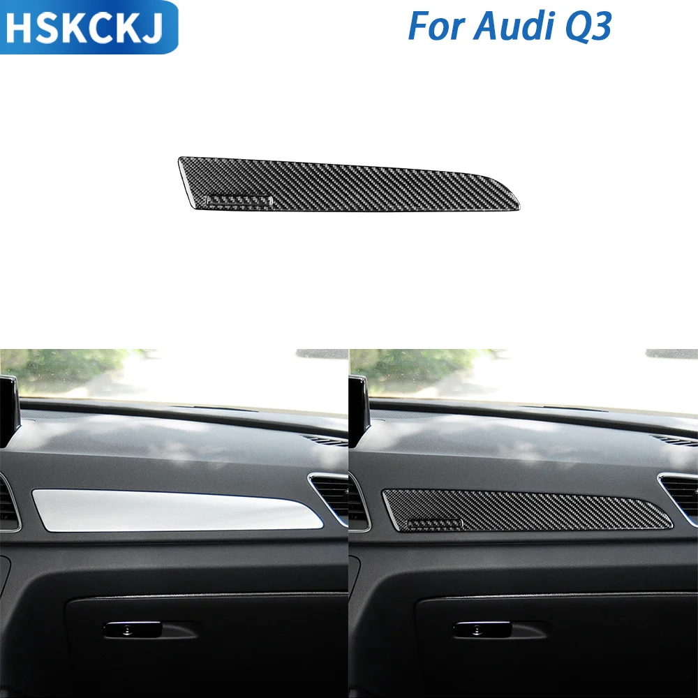 

For Audi Q3 2015—2018 Car Accessories Carbon Fiebr Copilot Dashboard Decorative Paenl Strip Cover Trim Sticker Modification