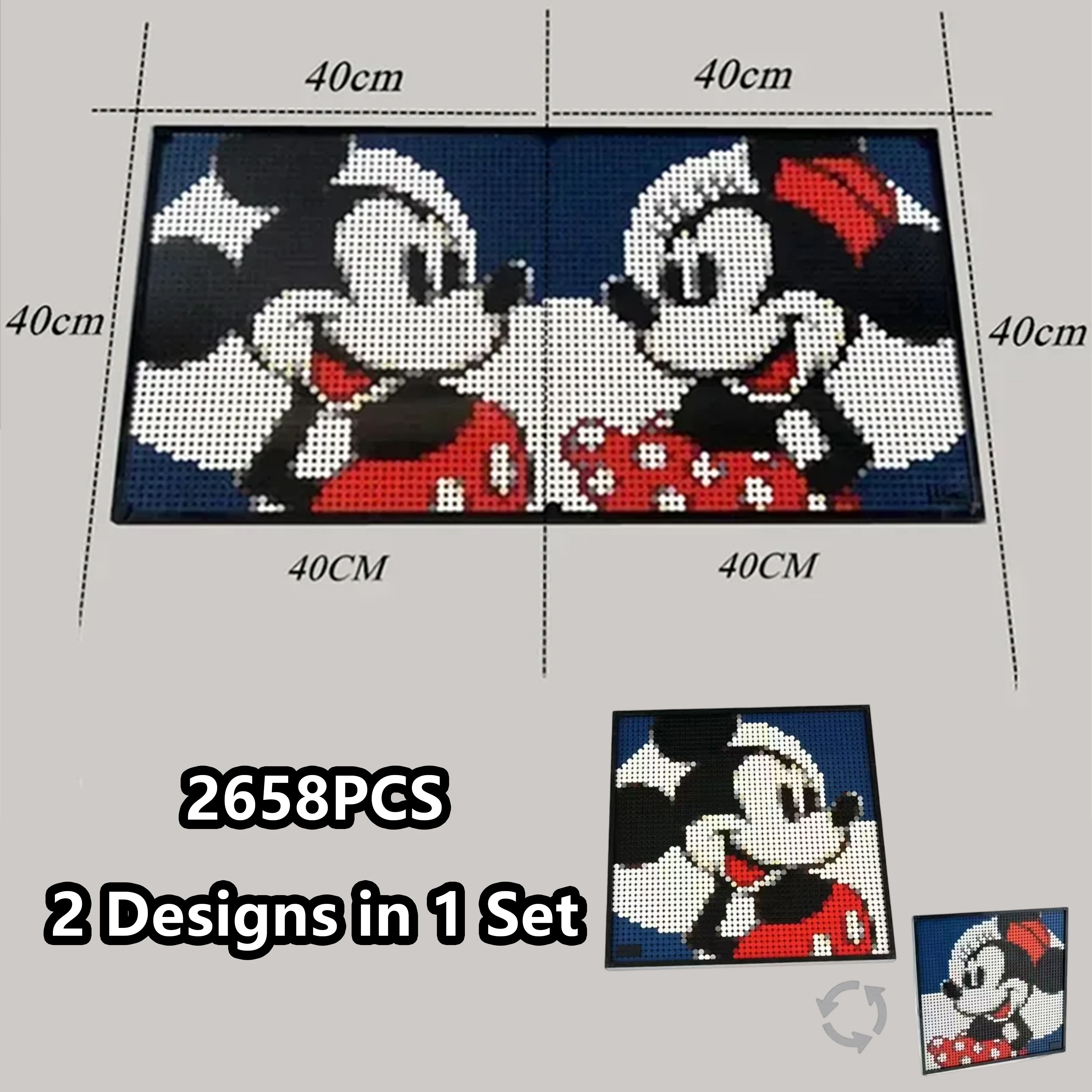 2658PCS Pixel Kunst Cartoon Charakter Mickey Maus Wand Dekoration Malerei Bausteine Modell Spielzeug Weihnachten Geschenk Kinder Geschenk