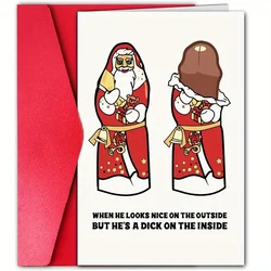 1pc, Christmas time card, Merry Christmas card, special Christmas card, funny Santa Claus Christmas card, for friend family