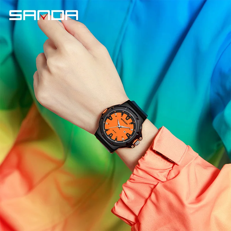 SADNA 3260 여성용 쿼츠 시계 방수 간단한 달력 패션 실리콘 스트랩 학생 시계 소녀 선물
