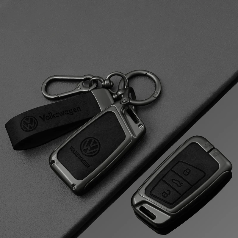 Leather Car Remote Key Case Full Cover Protection Shell for VW Volkswagen Magotan Magotan GTE Passat B6 B7 B8 CC Arteon Keychain view 5