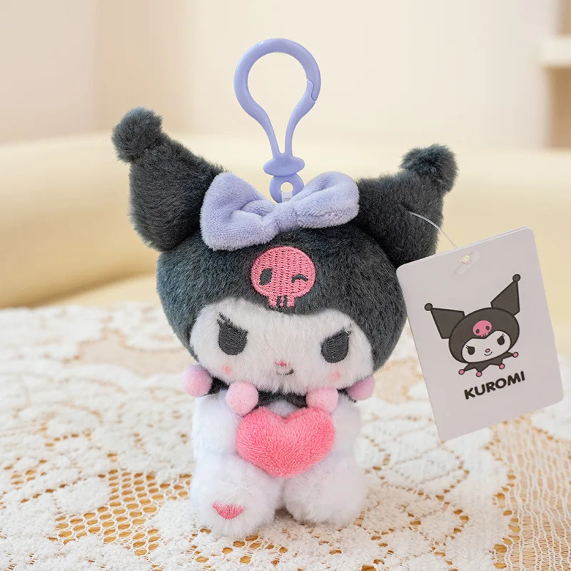 

2026 New Cute Kuromi Hug Heart Plush Keychain | Kawaii Cartoon Backpack Bag Charm | Sweet Soft Stuffed Doll Gift For Girls