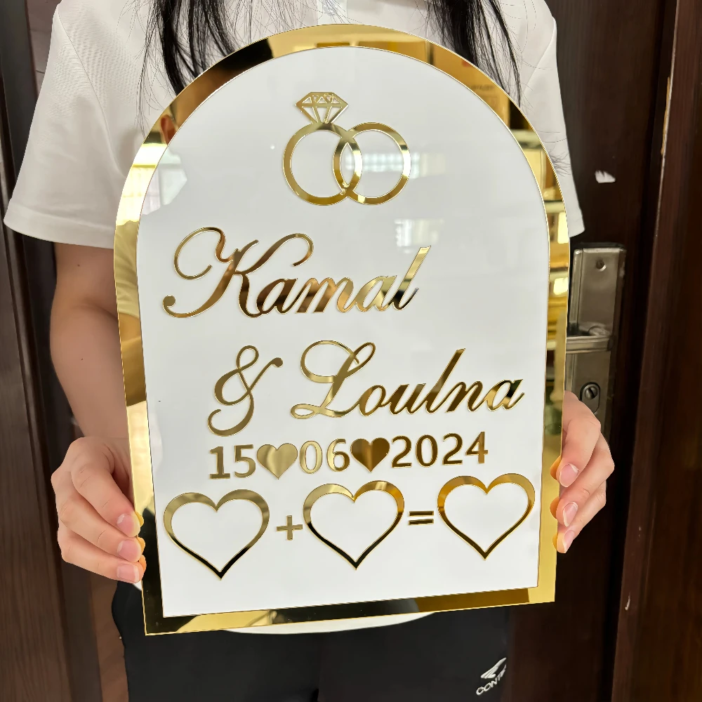 Personalized Wedding Acrylic Thumb Board Wedding Welcome Sign Mirror Acrylic Frame Wedding Party Decor Favor Enrich Your Wedding