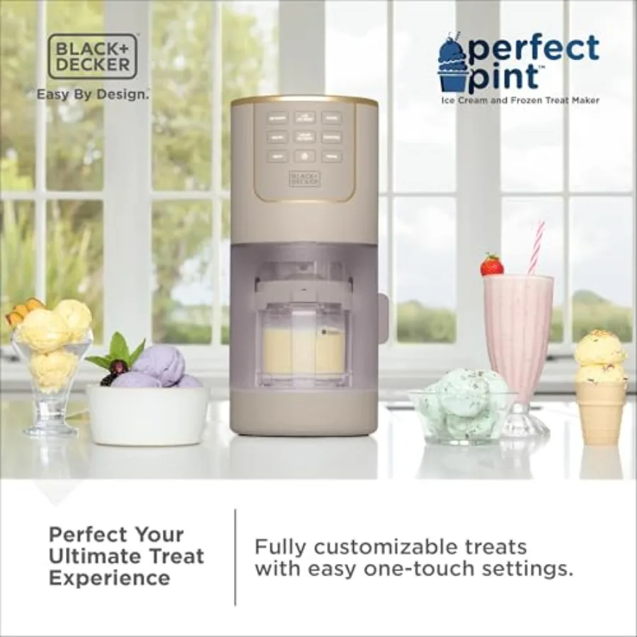 Ice Cream Maker for Families Stainless Steel, White Easy Creamy Pint Machine for Protein, Keto Dairy-Free Ice Cream, Gelato Mil