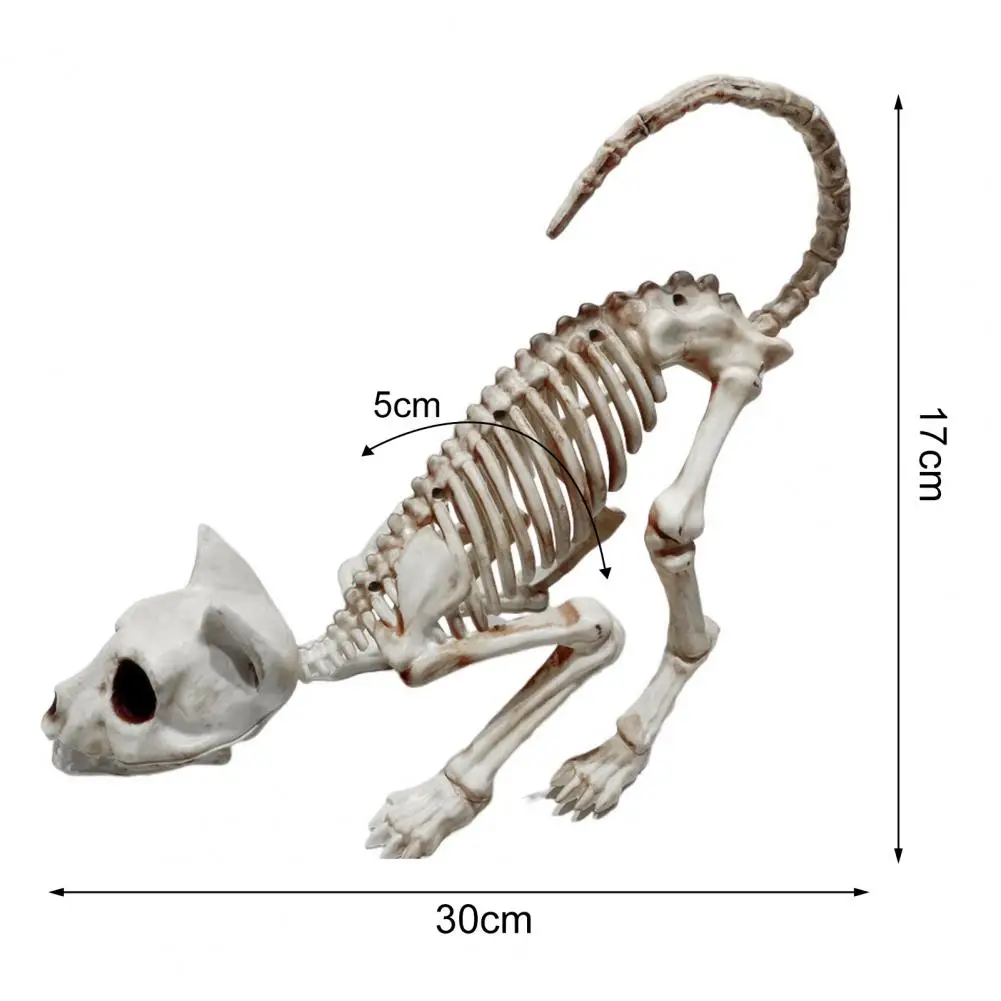 Good Skeleton Cat Decor Multipurpose Enhance Atmosphere Long Lasting Crouching Cat Skeleton Creepy Animal Bones