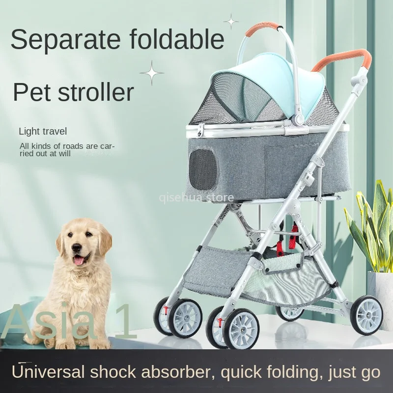 

Pet Go Out Trolley 2022 New Product Detachable Foldable Pet Trolley Aluminum Alloy Frame Mute Shock Absorption Car