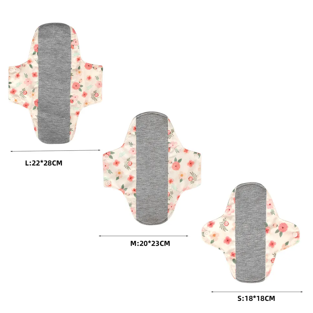 3PCS Anti-Slip Reusable Sanitary Pads 18CM 23CM 28CM  Graphene Absorption Washable Panty Liners Women Soft Cloth Menstrual Pads view 3