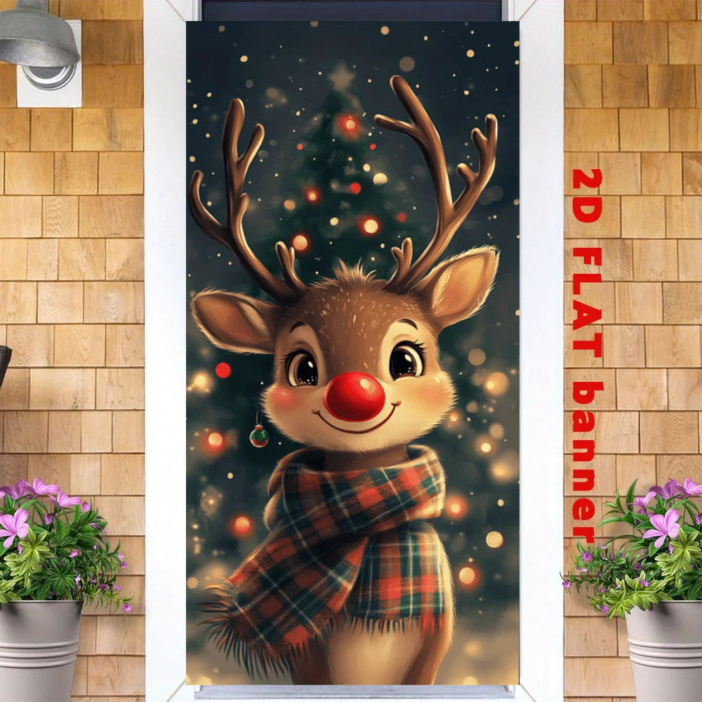 لافتة مسطحة ثنائية الأبعاد من القماش لافتة للحفلات غطاء باب نبوءة مشهد لعيد الميلاد، يتميز بنجوم الملاك والراعيين #3