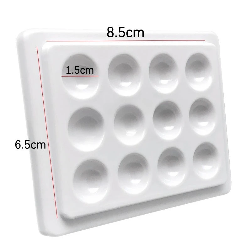 1Pcs with Cover Lab Equipment  Porcelain Mixing Watering Moisturizing Plate 12 Slot Ceramic Palette