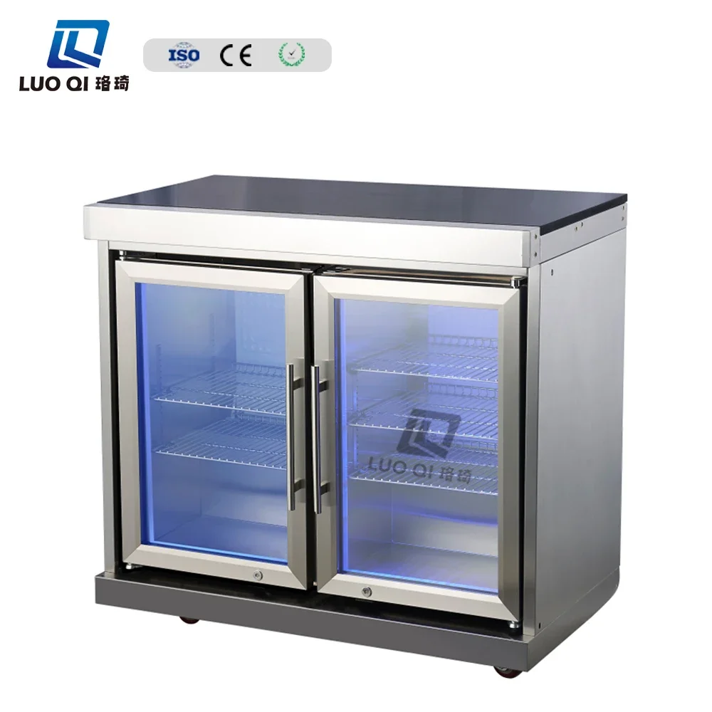 2024 خزانة مطبخ خارجية ذات نوعية جيدة من الفولاذ المقاوم للصدأ شوايات غاز مدمجة شريحة لحم تسخين سريع شواية خارجية مع حوض