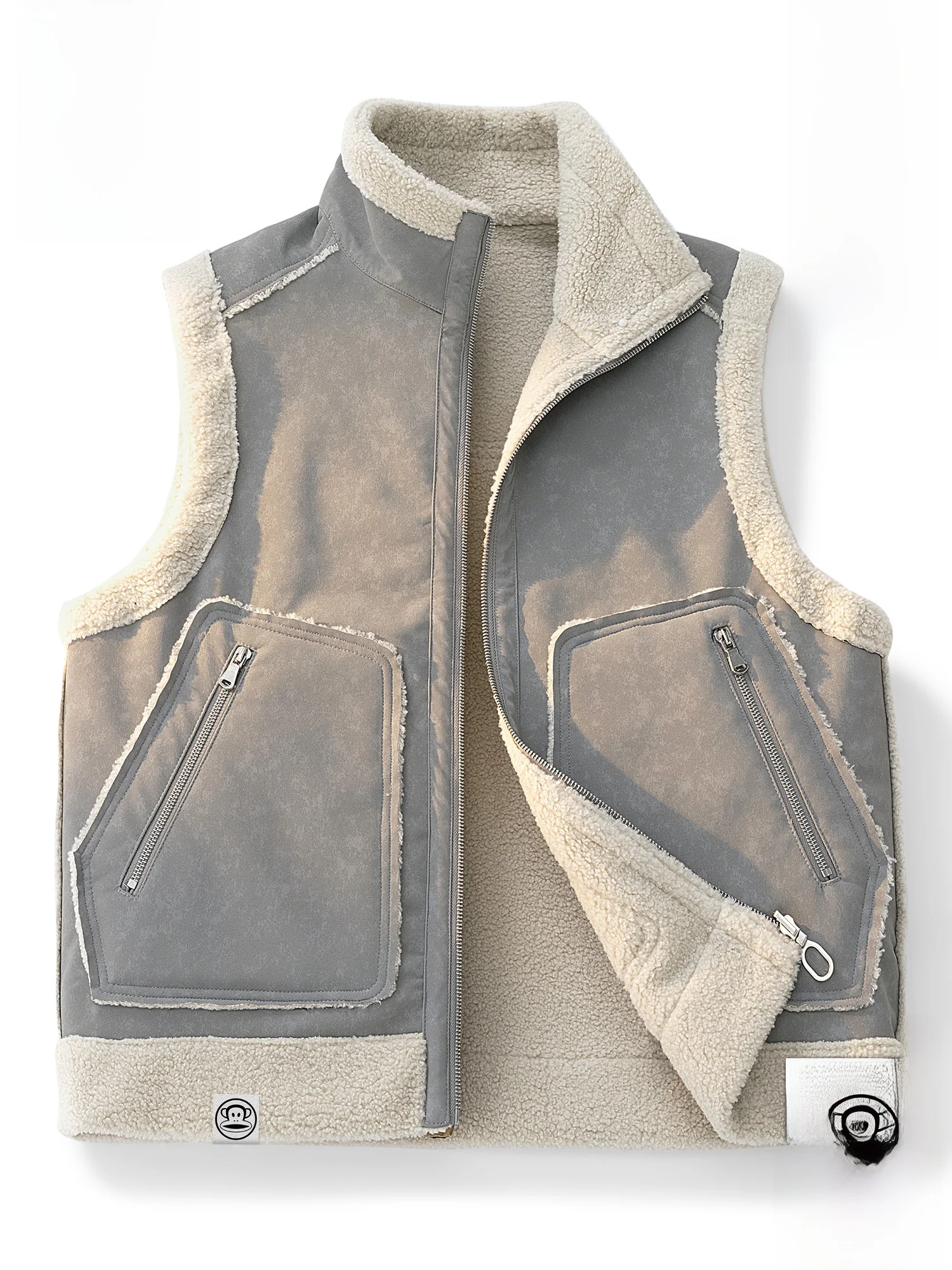 

Мужской зимний жилет Paul Frank из искусственной кожи с флисовой подкладкой, на молнии, свободного кроя, модный, повседневный, теплый