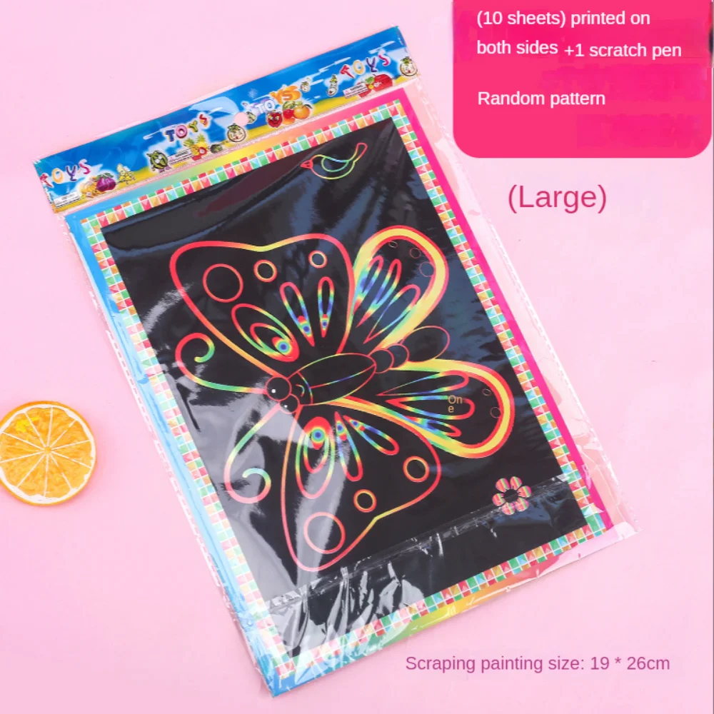 Papel artístico para rascar, papel de pintura mágica con palo de dibujo, juguetes de dibujo, juguetes educativos de aprendizaje para niños, regalos, 10 Uds.