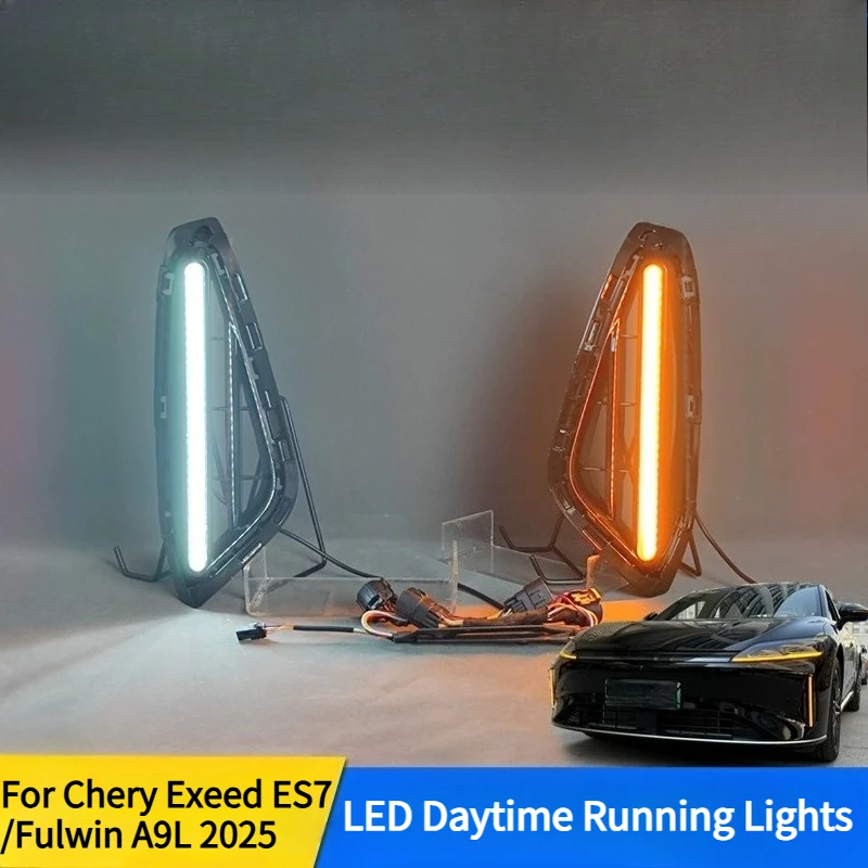 For Chery Fulwin A9L 2025 Car LED Daytime Running Lights Upgrade Driving Lights Flowing Turn Signal Daylight DRL for Exeed ES7